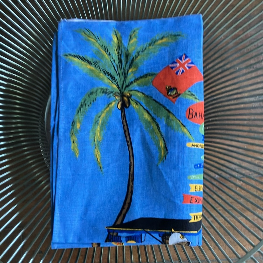 Vintage dead stock linen tea towel souvenir Nassau Bahamas 60s 70s - Picture 13 of 16